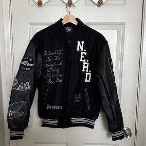 Pleasures NERD men’s Black Varsity Jacket size S